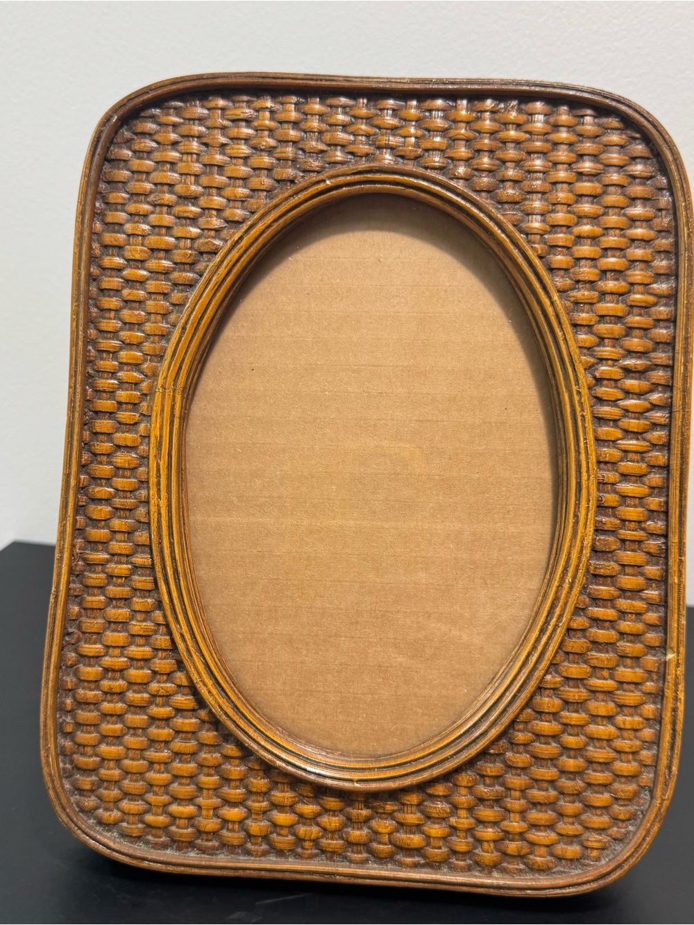 Vintage Woven Wicker and Rattan Picture Frame